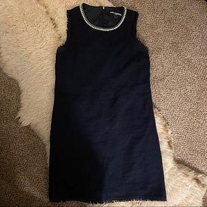 Karl Lagerfeld Tweed Dress w Pearl Detail Collar